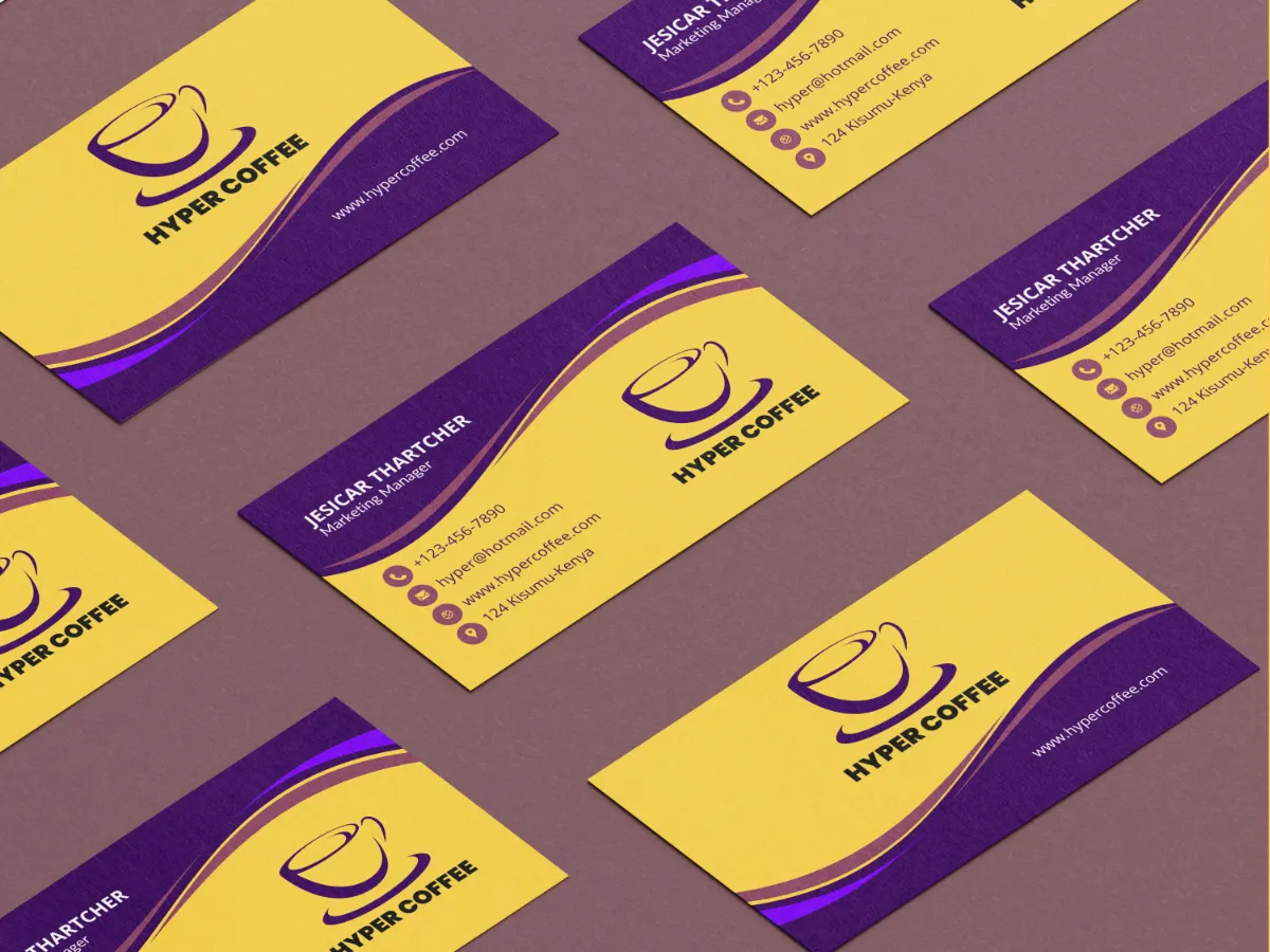 Hyper Coffee business card design mockup