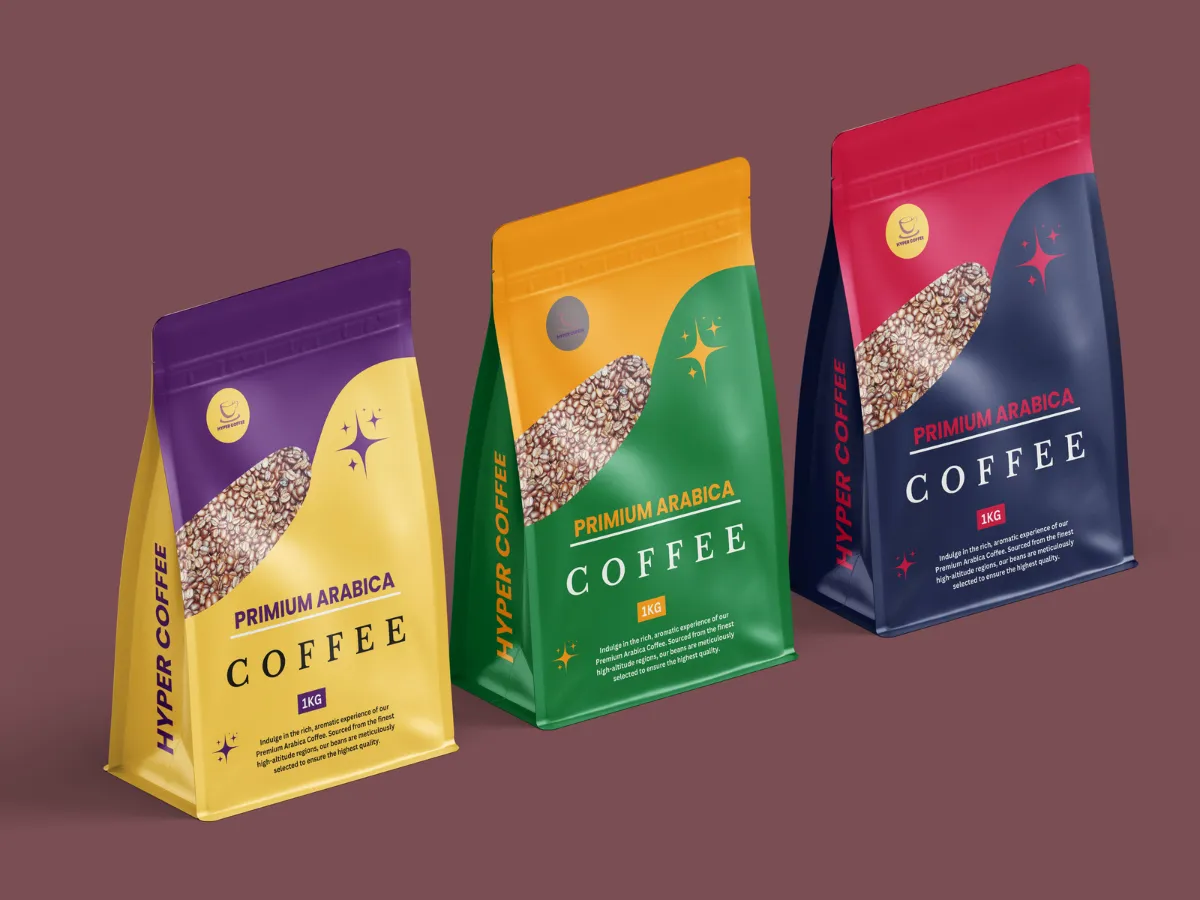 Hyper Coffee packaging mockup