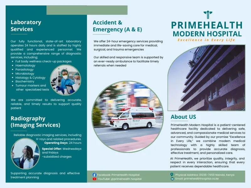 PrimeHealth Modern Hospital print design preview
